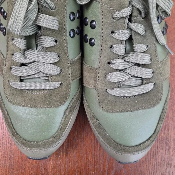 Coach Leather Olive Green Studded Sneakers Moonlight Olive womens size 8.5 EUC - Picture 8 of 14